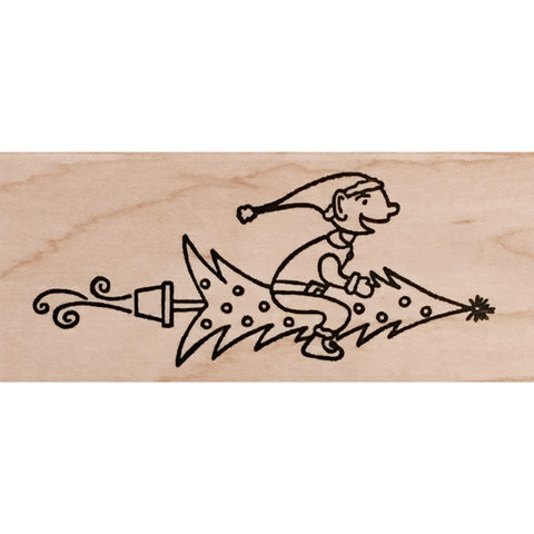 wood stamp - rocket elf