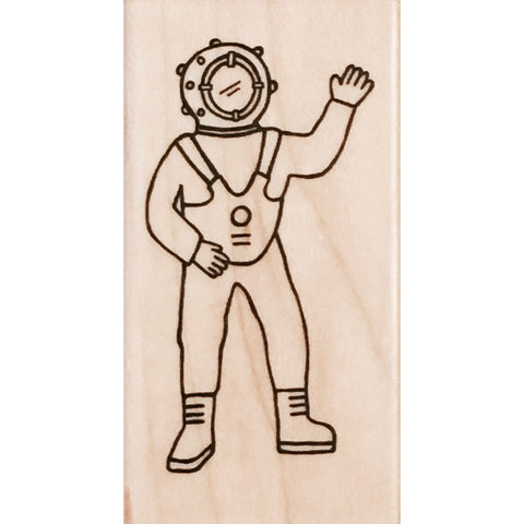 wood stamp - deep sea diver