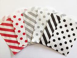 treat bags small - diagonal stripe - cherry