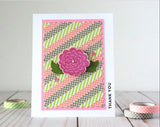 paper tape - lime diagonal stripe, grey dot & pink dot