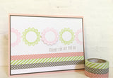 paper tape - lime diagonal stripe, grey dot & pink dot